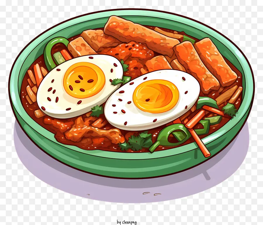 Mạng xào trứng xào mì trứng asian ẩm thực - Bát mì xào với trứng trên đầu