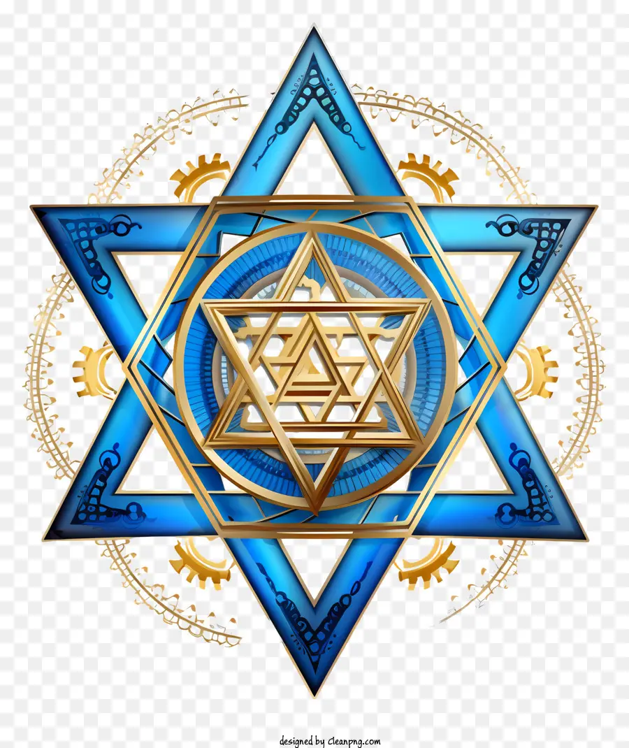 Ngôi sao của David Biểu tượng Truyền thống tâm linh Biểu tượng tôn giáo màu xanh và vàng - Ngôi sao màu xanh và vàng của David tượng trưng cho Trung tâm vũ trụ