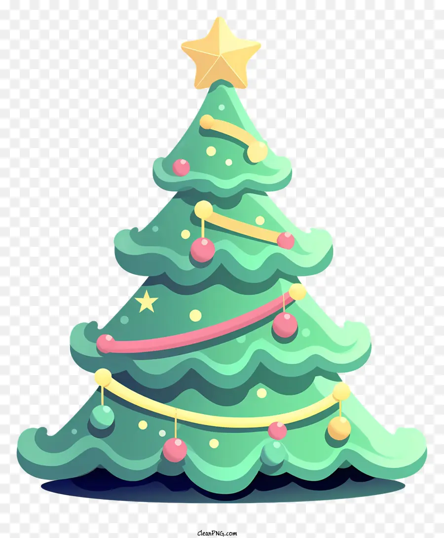 Weihnachtsdekoration - Traditioneller Weihnachtsbaum mit Ornamenten und Stern