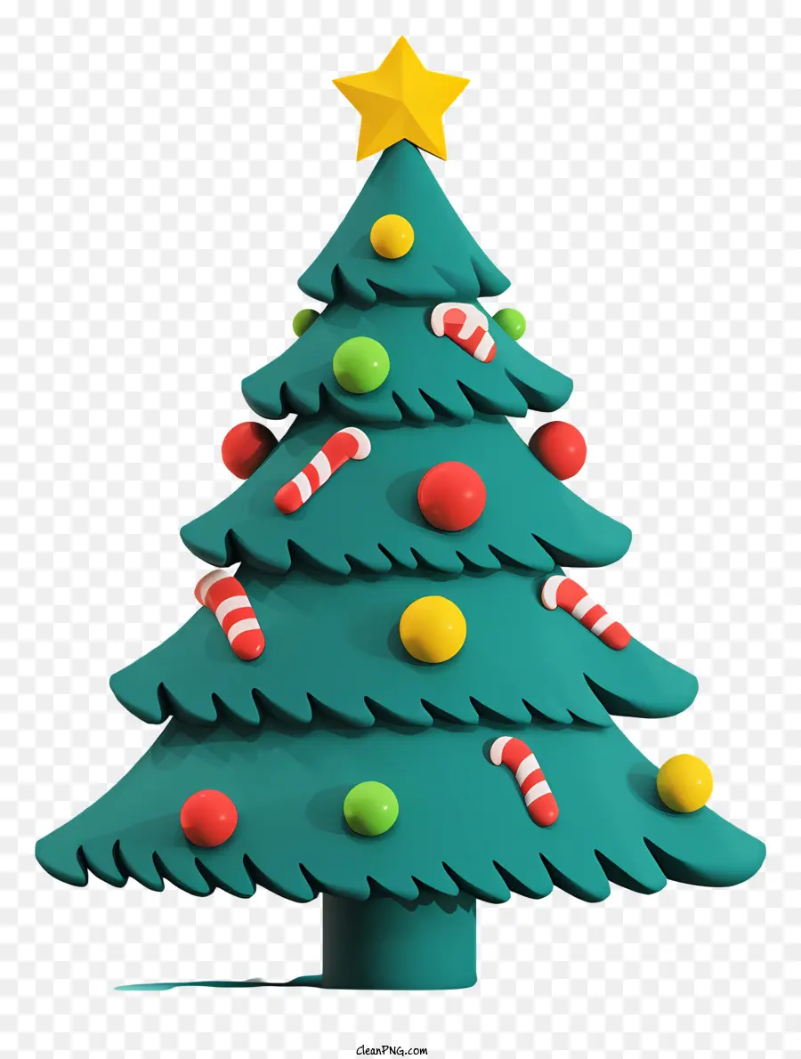 Luci dell'albero di natale - Albero di Natale di plastica con ornamenti rossi/verdi, stella d'oro