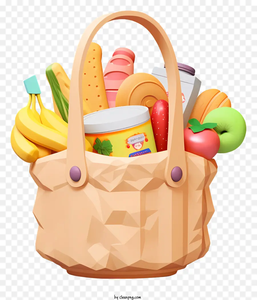 Einkaufstasche - Buntes Bild einer gefüllten Einkaufstasche mit Essen