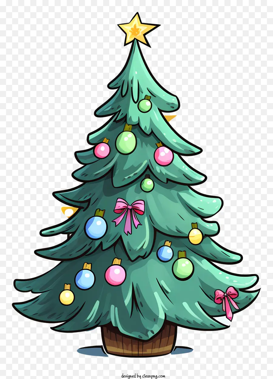 Weihnachtsbaum - Kleiner dekorierter Weihnachtsbaum mit schneebedecktem Boden