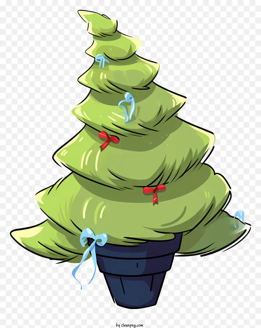 Weihnachtsbaum - Grüner Weihnachtsbaum mit blauen und roten Bögen