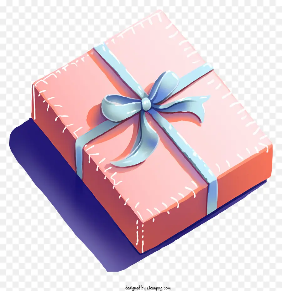 Quà tặng gói màu hồng giấy màu xanh nơ màu xanh hình chữ nhật bề mặt mịn - Món quà được bọc trong màu hồng với cây cung màu xanh
