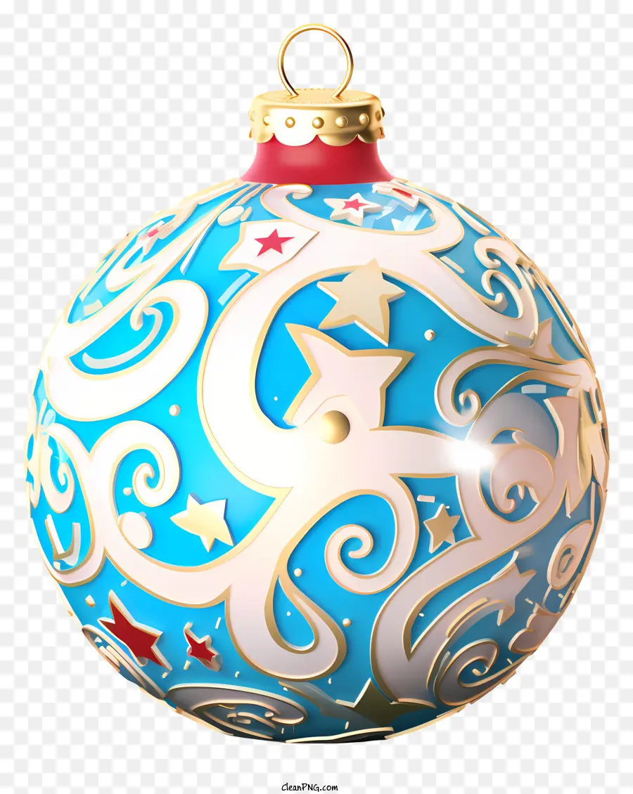 Weihnachtszierde - Blau -weißes Ornament mit Sternen, die hängen