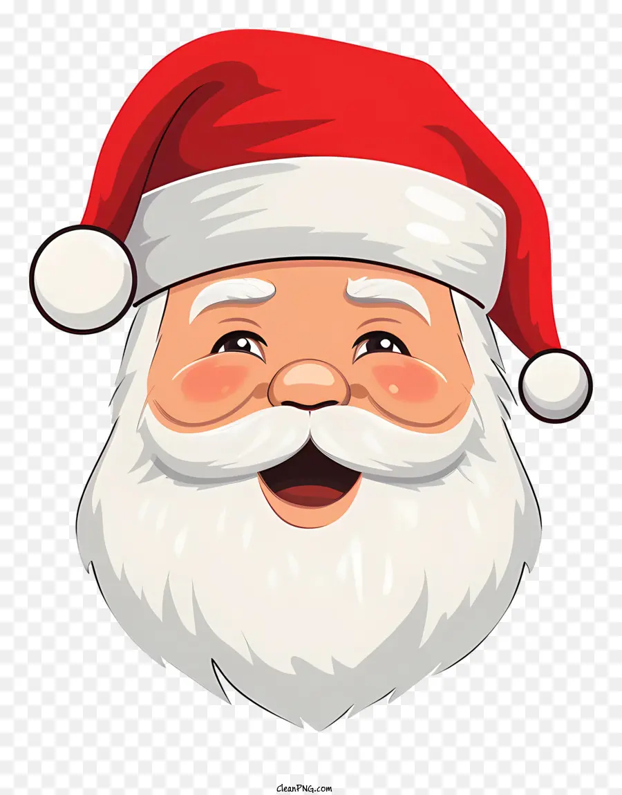 Weihnachtsmann - Lächelnder Weihnachtsmann im ikonischen Outfit auf schwarzem Hintergrund