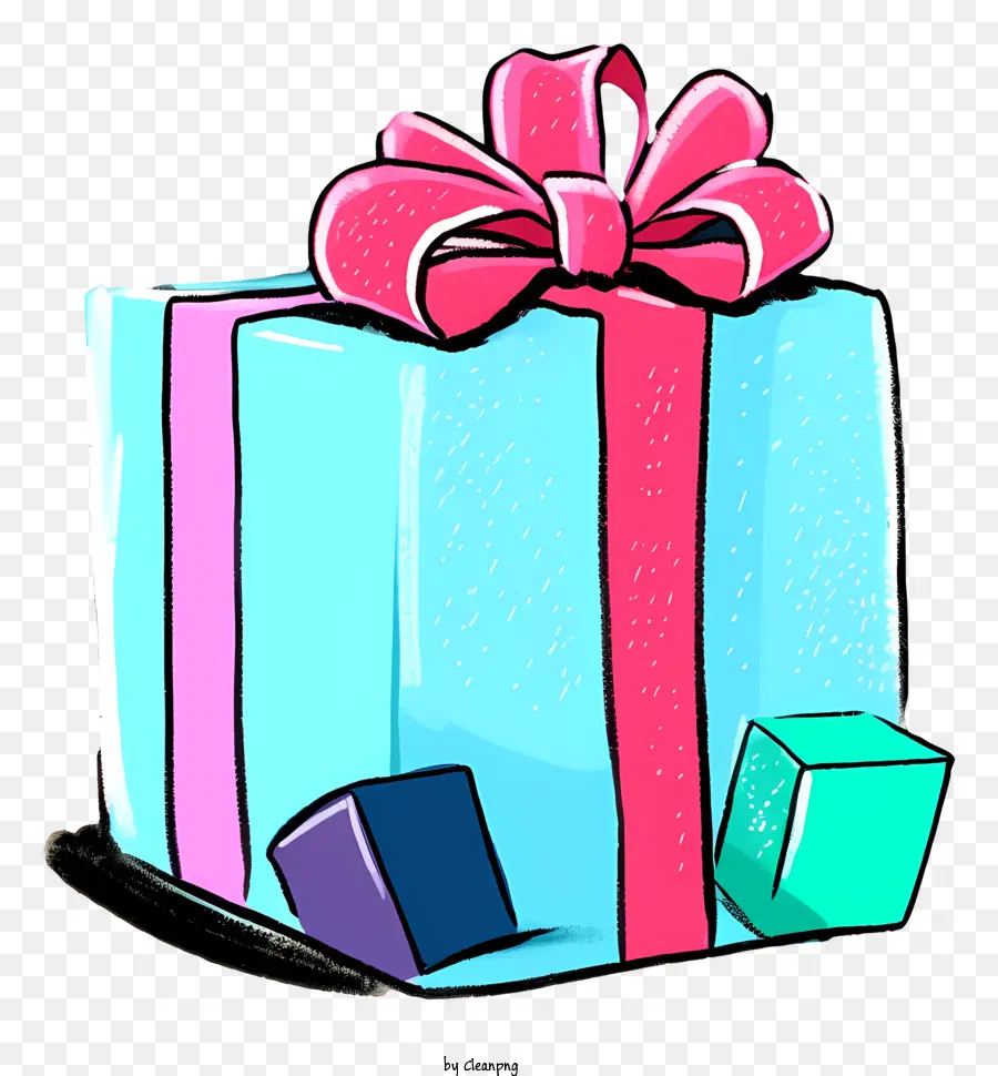 scatola regalo - Scatola regalo a blocco colorato con fiocco rosa