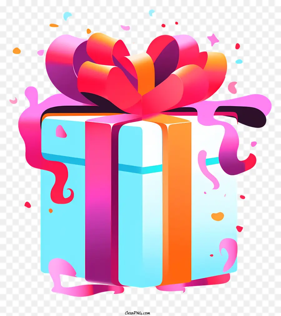 Geschenkbox - Leuchtend rosa Geschenkbox mit Konfetti -Hintergrund