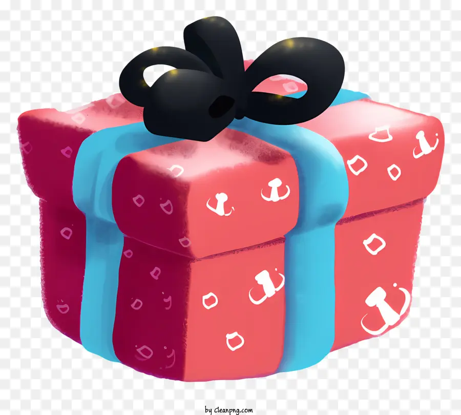 hộp quà - Hộp quà màu đỏ với mẫu màu xanh và trái tim