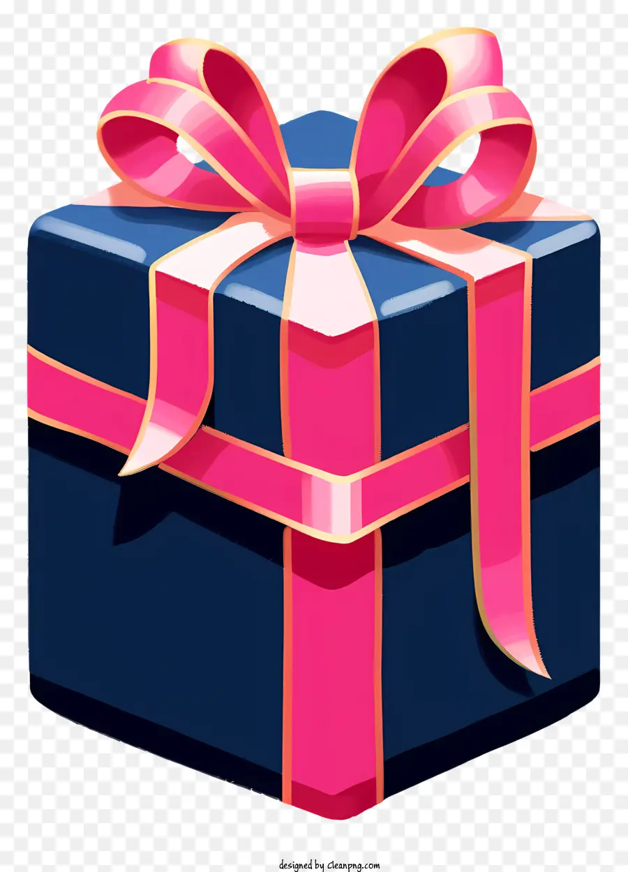 Geschenkbox - Schwarze Geschenkbox mit rosa Bogen, geschlossen