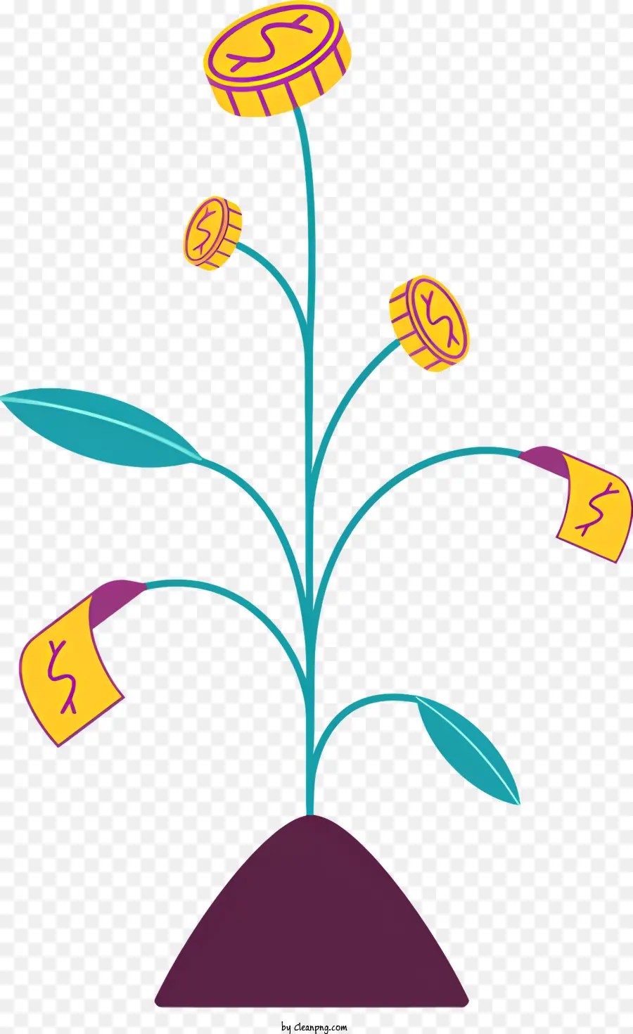 simple abstract plant money growth plant coins