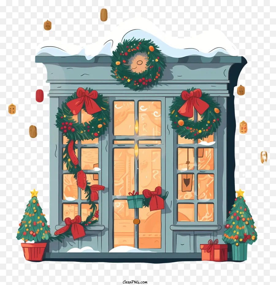 Weihnachtsmann - Snowy -Ladenfenster mit Urlaubsdekorationen