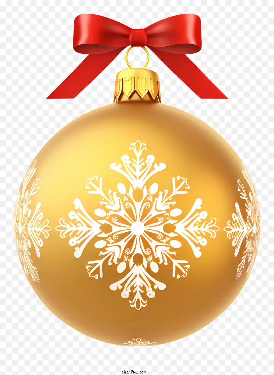 Weihnachtsdekoration - Gold Weihnachtsverzierung mit rotem Bogen und Schneeflockendesign