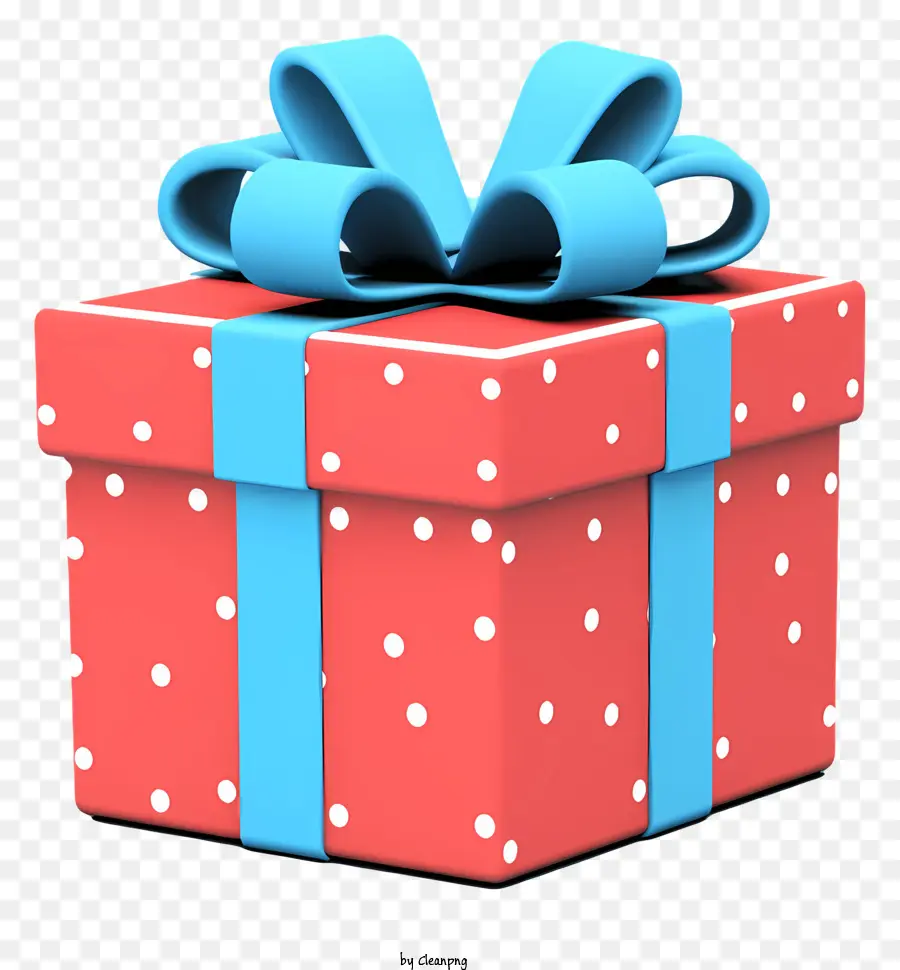 hộp quà - Hộp quà màu đỏ với cung màu xanh và chấm bi