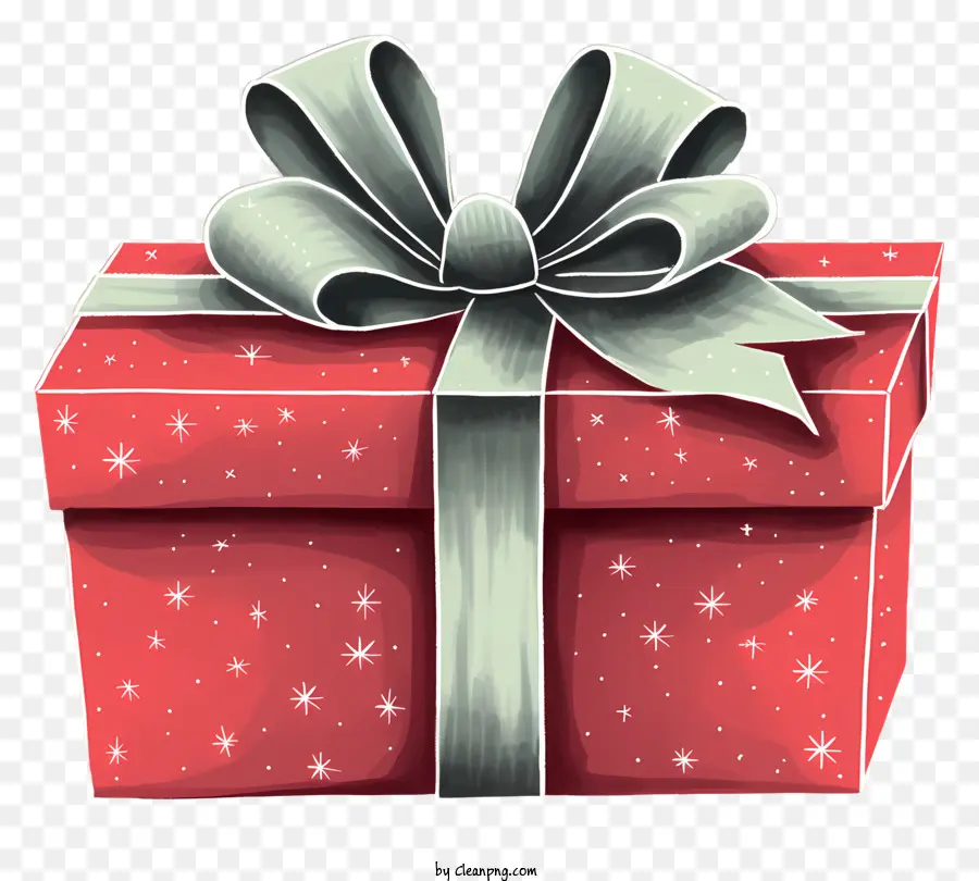 scatola regalo - Scatola regalo rossa con arco e stelle d'argento
