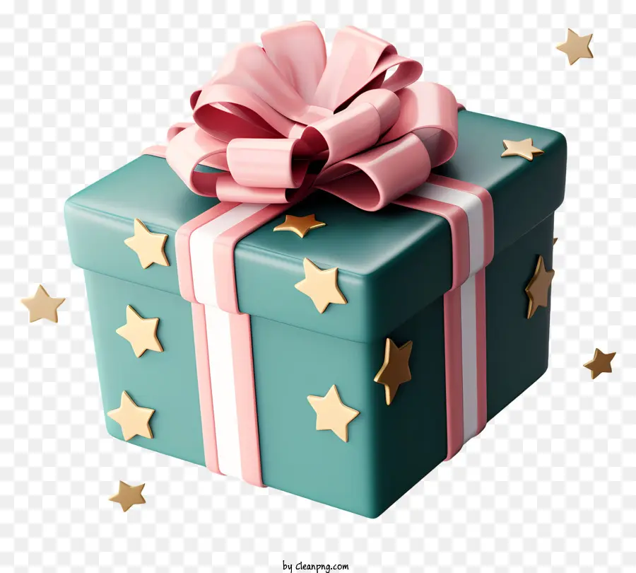 hồng băng - Món quà được bọc trong hộp màu xanh lá cây với ruy băng màu hồng