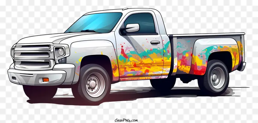 colorful car watercolor paint splattered paint rectangular body front-facing car
