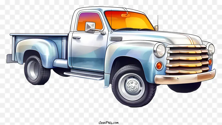 Classico camion degli anni '50 in stile cartone animato immagine cromata fari griglia - Immagine di cartone animato del classico camion in stile anni '50
