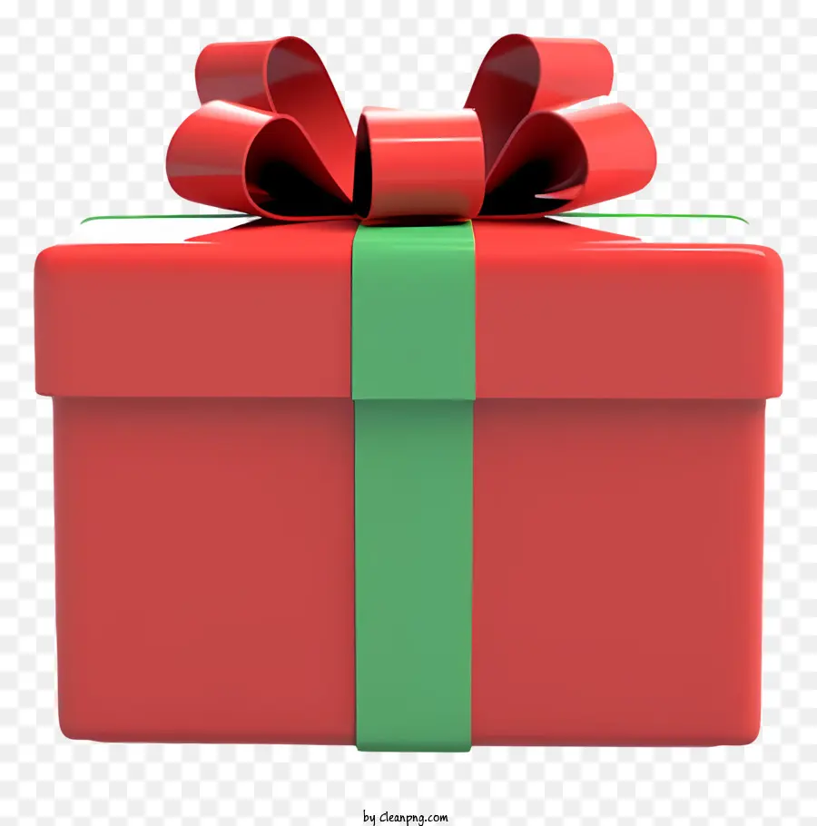 Geschenkbox - Rote Geschenkbox mit grünem Bogen auf weißem Hintergrund