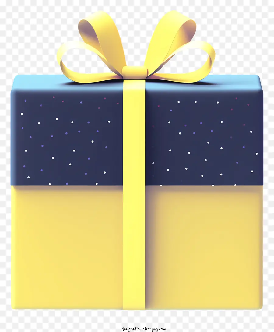 Geschenkbox - Gelbe Geschenkbox mit schwarzem Bug und Dekorationen