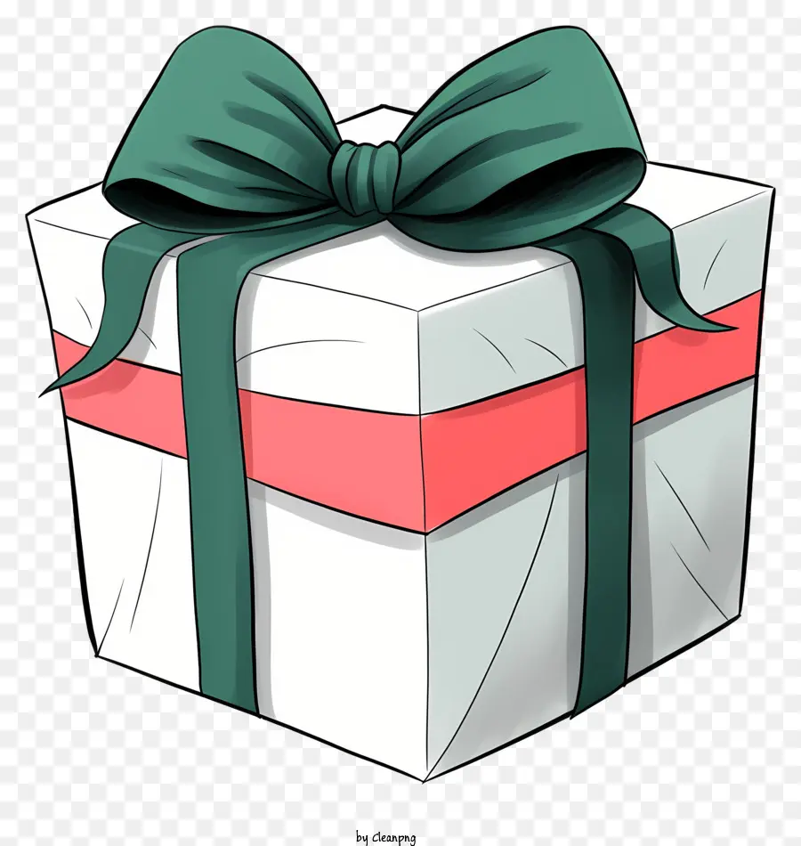 hộp quà - Gói hộp quà với cây cung màu xanh lá cây trên nền đen