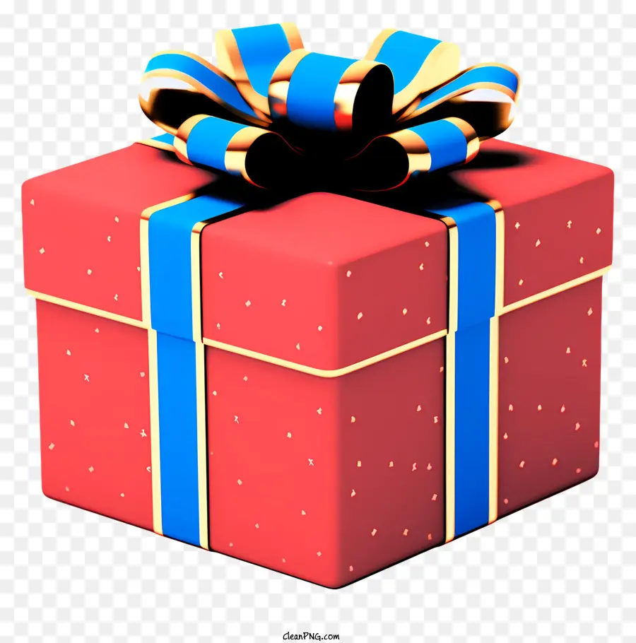 Geschenkbox - Rote Geschenkbox mit blauem Bogen auf schwarzem Hintergrund