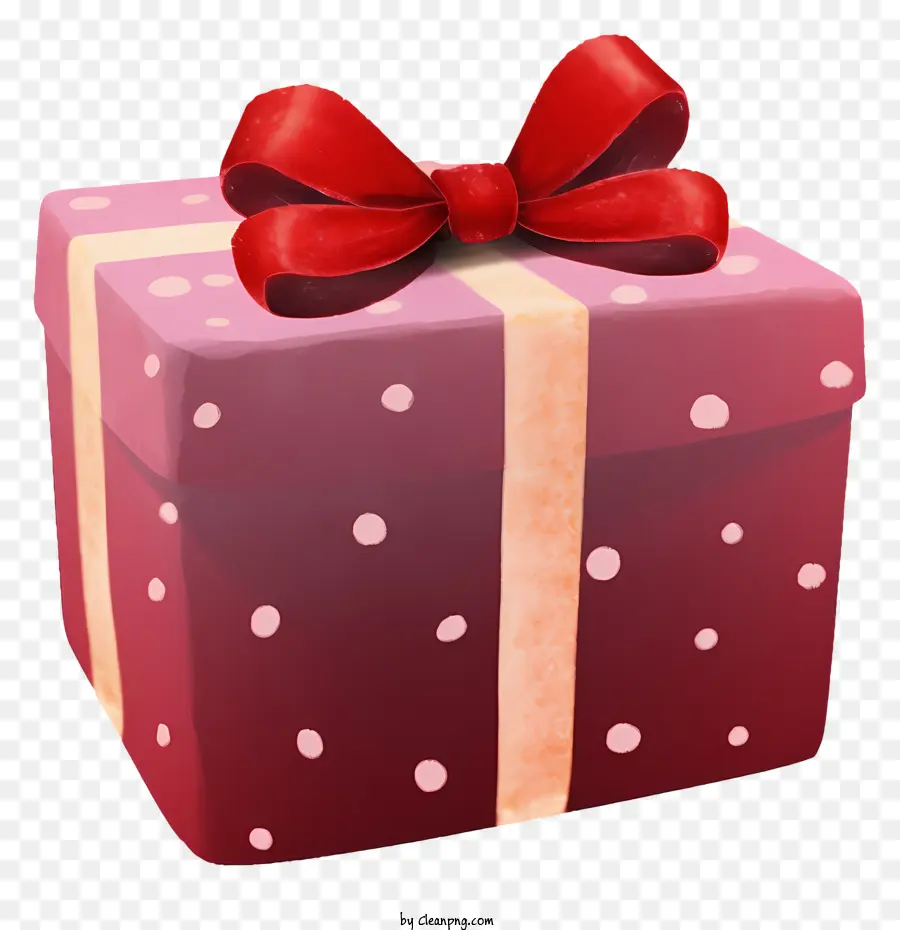 Geschenkbox - Pink Polka Dot vorhandene Box mit rotem Bogen