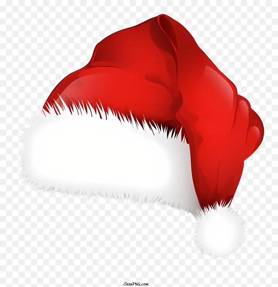 santa claus mũ - Mũ ông già Noel màu đỏ với bộ lông trắng và pom pom