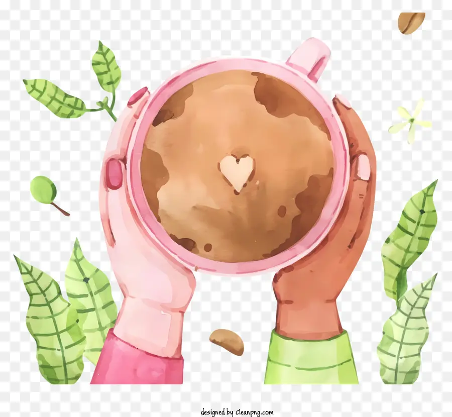 cốc cà phê - Bàn tay minh họa cầm cốc cà phê hình trái tim