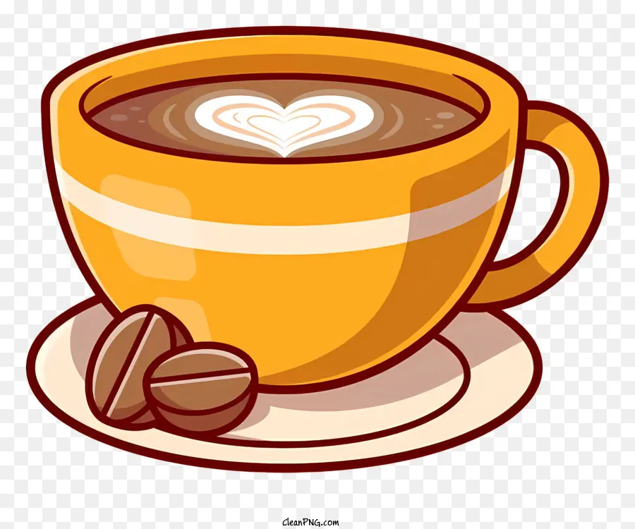 Kaffeetasse - Gelbe Becher mit Kaffeebohnen; 
fröhlich und professionell