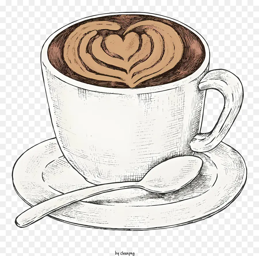 hand gezeichnet - Handgezeichnete Kaffeetasse mit Herzdesign