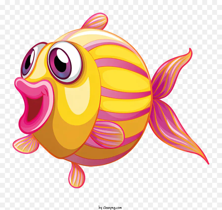 Bunte Fisch gestreifte Fisch transparente Fisch lächelnder Fisch rosa und gelber Fisch - Farbenfrohe gestreifte Fisch lächelte mit transparentem Körper