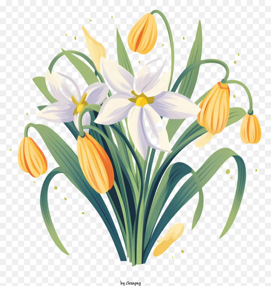 bó hoa - Bóng hoa tulip đen trắng với các chi tiết thực tế