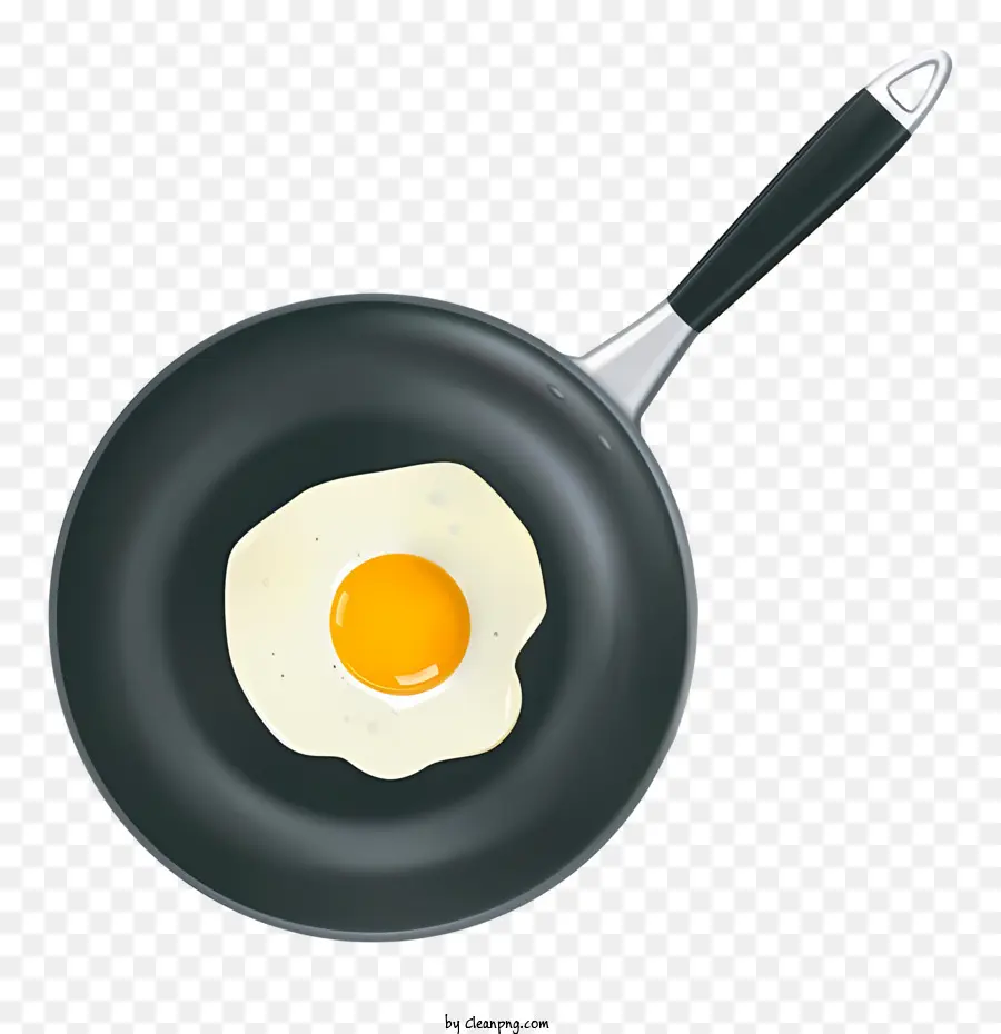 padella padella ghisa di ghisa di uova che lancia padella uovo manico - Friggere l'uovo in padella nera su sfondo nero