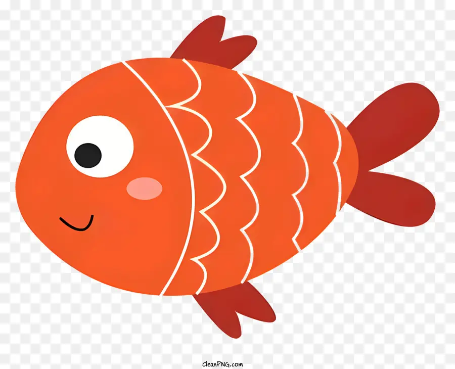 red fish smiling face black eyes long tail transparent body