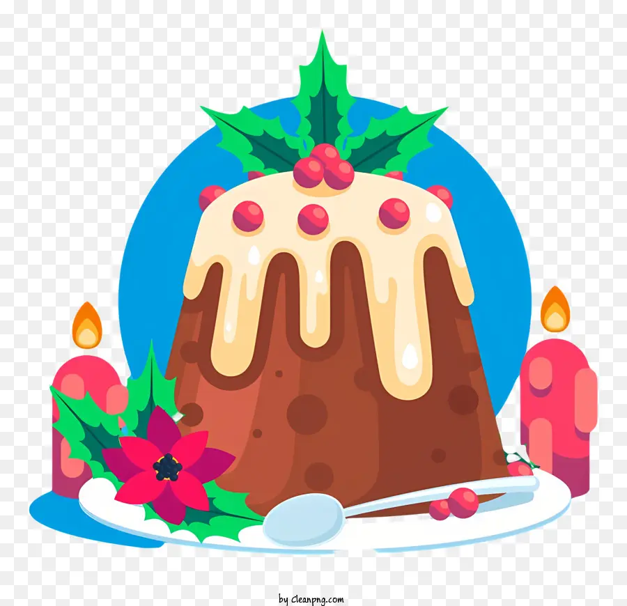 Weihnachten Kerze - Schokoladenpudding mit Obst -Toppings und Kerze