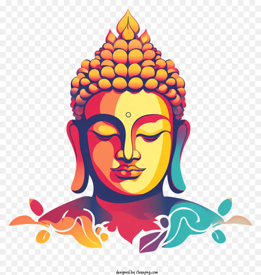 Lotusblüte - Die bunte Buddha -Statue symbolisiert Frieden, Weisheit, Erleuchtung