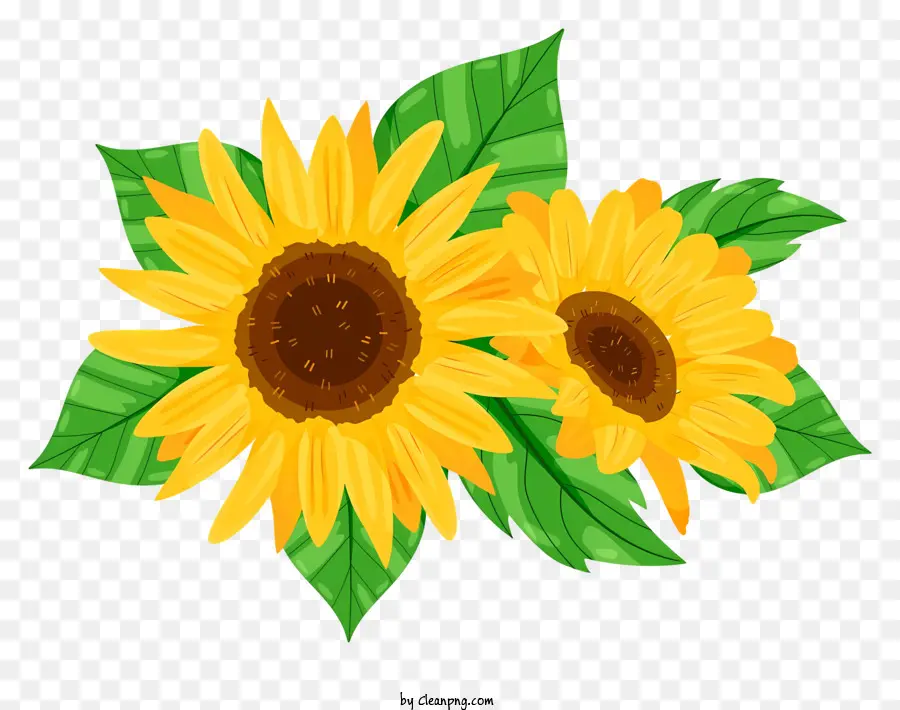 Sonnenblume - Hellgelbe Sonnenblume mit grünen Blättern und Stiel