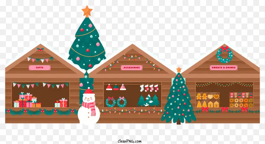 Weihnachtsbaum - Urlaubsmarktgeschäft mit festlichen Dekorationen im Inneren