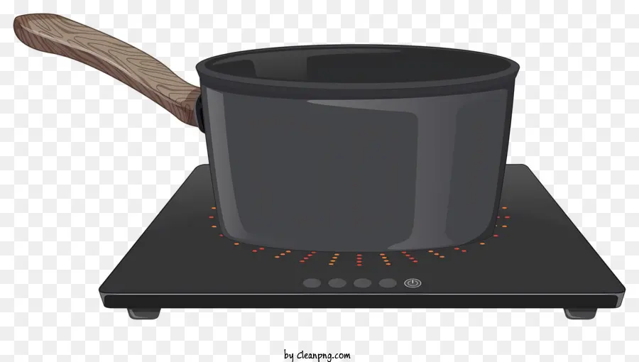 cucchiaio di legno - Pentola nera sulla stufa con cucchiaio di legno