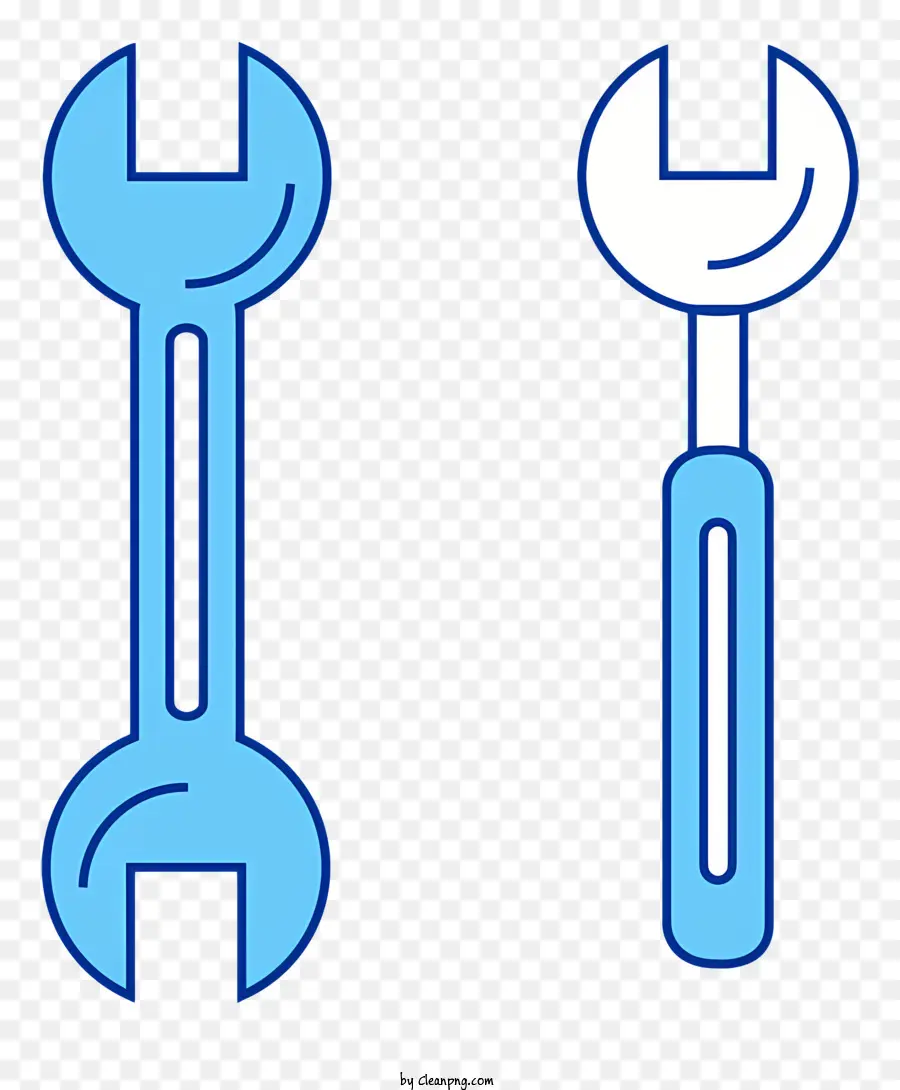Schraubenschlüssel Klempnerschlüssel Crescent Schraubenschlüssel hellblau schwarzer Hintergrund - Zwei unterschiedliche Umrissschlüssel, hellblaue Farbe
