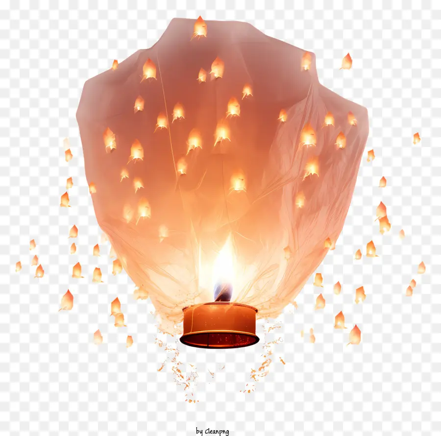 Balloon nến nổi lửa màu xanh và màu cam - Khinh khí cầu nổi với nến; 
minh bạch, thắp sáng, nhấp nháy