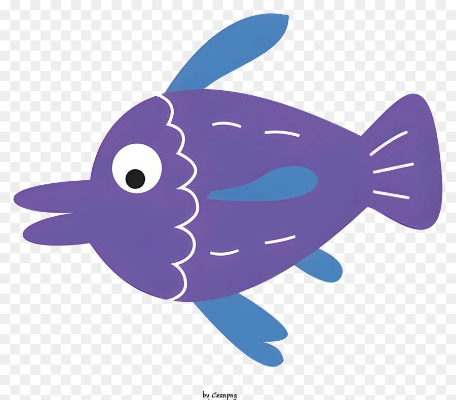 Blue Fish - Cartoonish blue fish lying on its side - CleanPNG / KissPNG