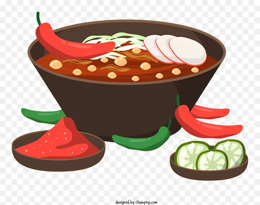 spicy chili soup hot and spicy soup red chili pepper sliced cucumbers red hot chili