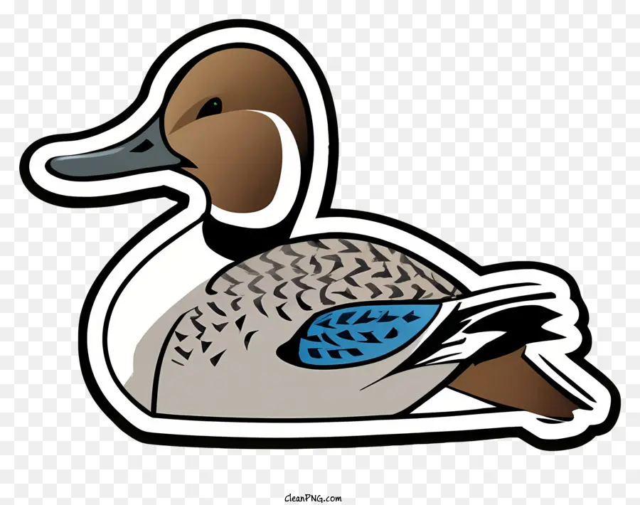 Ente mit einem weißen Kragen mit schwarzem Kragen an der Ente braun und weißer Ente mit blauäugiger Ente Open-Schnabel Ente - Ente tragen Kragen und schaute in die Distanz