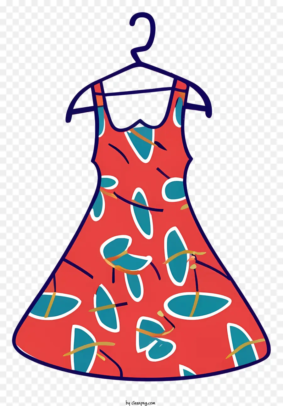 rotes und blaues Kleid Blumenmuster Kleid hellfarbene Kleid Kleid auf Kleiderbügel Einfaches Kleid Design Design - Blumenkleid auf Kleiderbügel mit viel Bewegung
