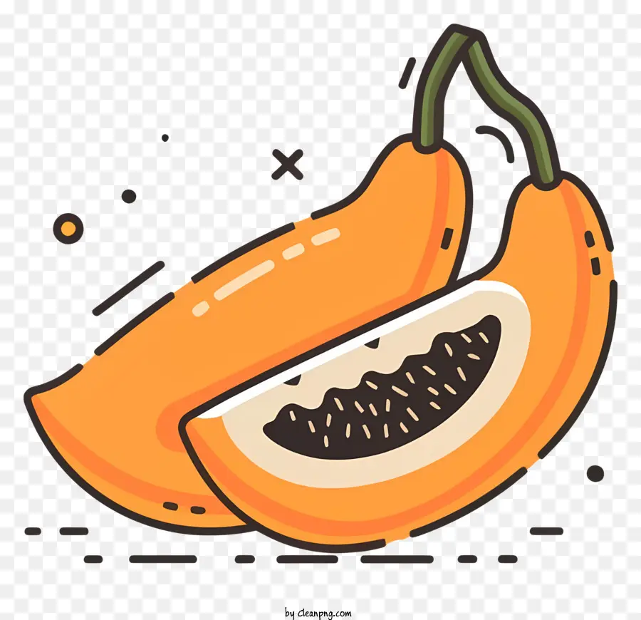 segmenti di decomposizione papaya maturi rimossi le rughe di papaia - Decomposizione della papaia con segmenti e lividi mancanti