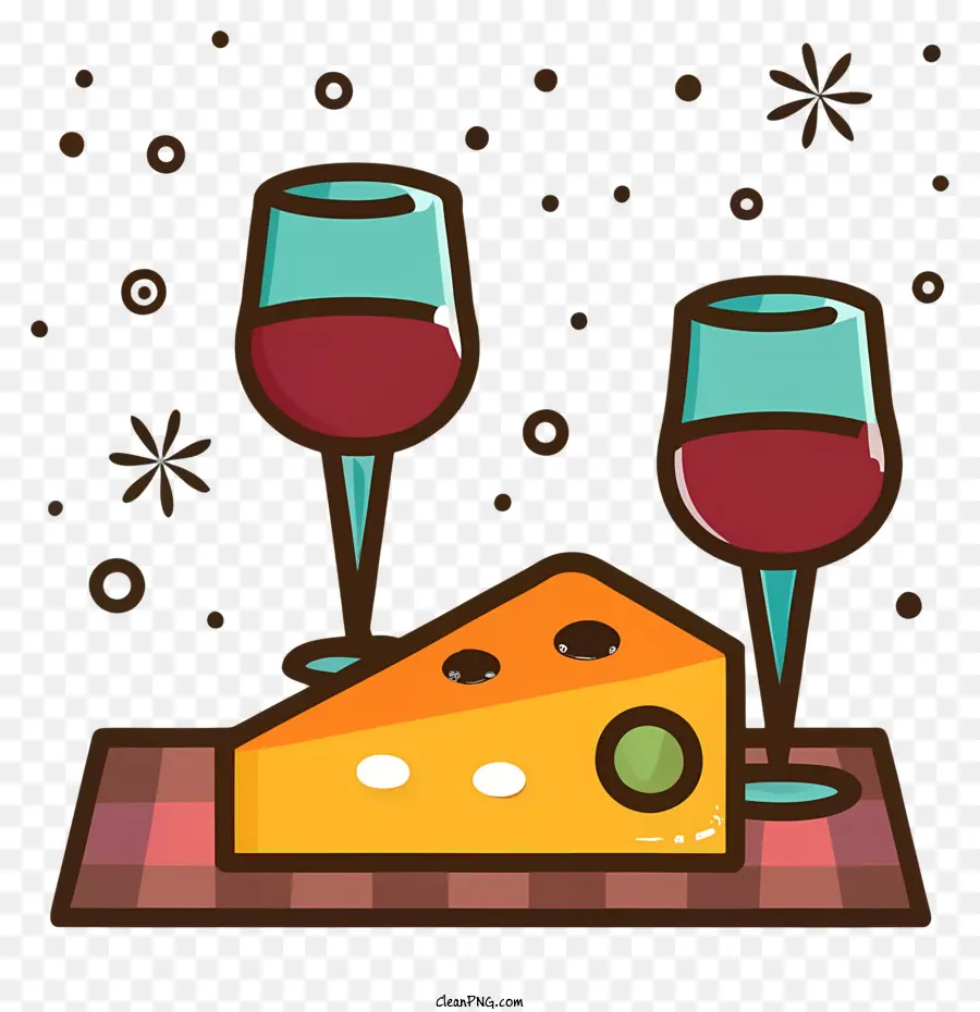 Piatto di formaggio Vino rosso Vino bicchiere da tovagliolo di formaggio - Piatto di formaggio con bicchieri da vino su tovaglioli rossi