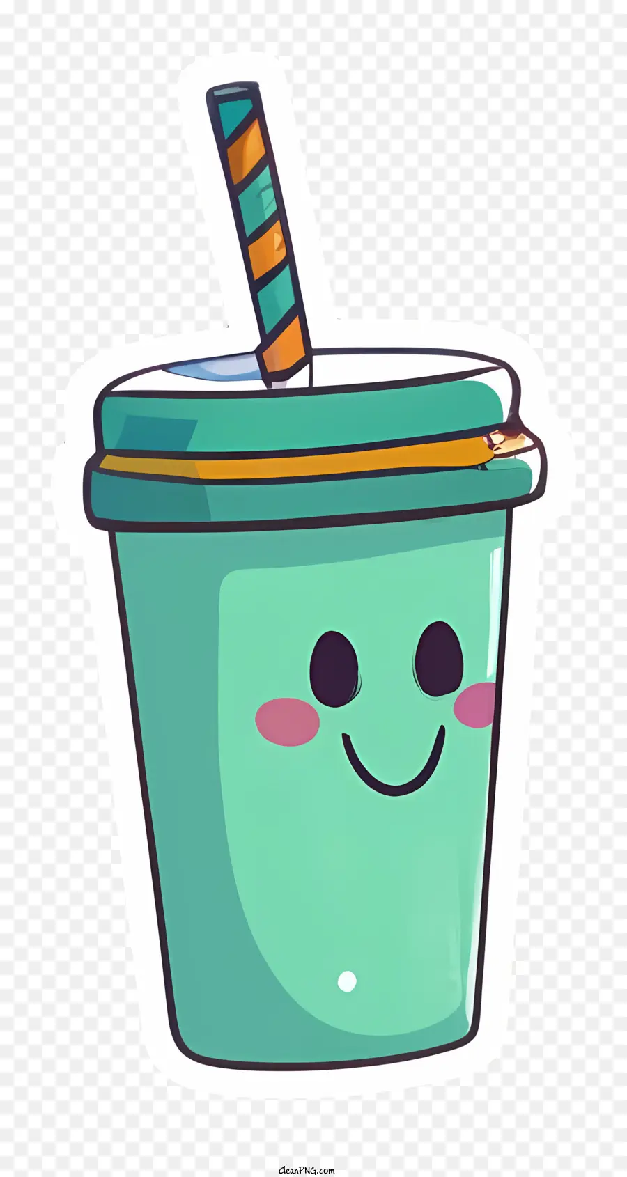 Cartoon Cup Blue Cup Plastikbecher lächeliger Tasse Strohhalme - Süße Cartoon -Tasse mit Strohhalmen und Lächeln