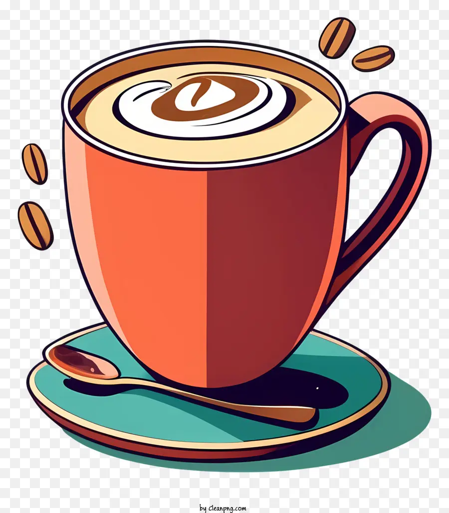 Kaffeetasse - Tasse Kaffee mit Löffel auf Untertasse